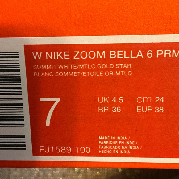Nike Air Zoom Bella 6 Premium, Summit White Gold, Sz 7, NIB - Picture 6 of 7